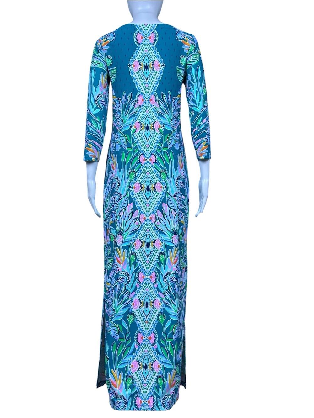 Lilly Pulitzer Seralina Maxi Dress XS Rain Forest UPF 50 Slit Stretch Resort - Picture 10 of 16